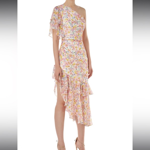 AMUR Clayton dress — floral one shoulder size 4 - Picture 2 of 6